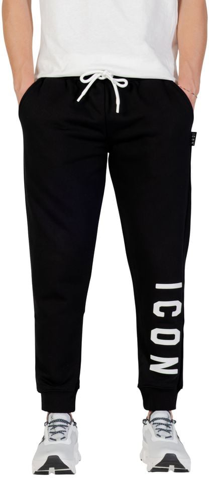 Icon Denim Icon Black Cotton Joggers (Workout Pants) Zwart