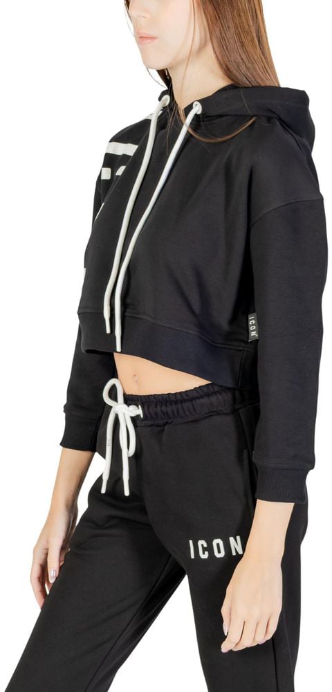 Icon Denim Icon Black Cotton Hoodie Zwart