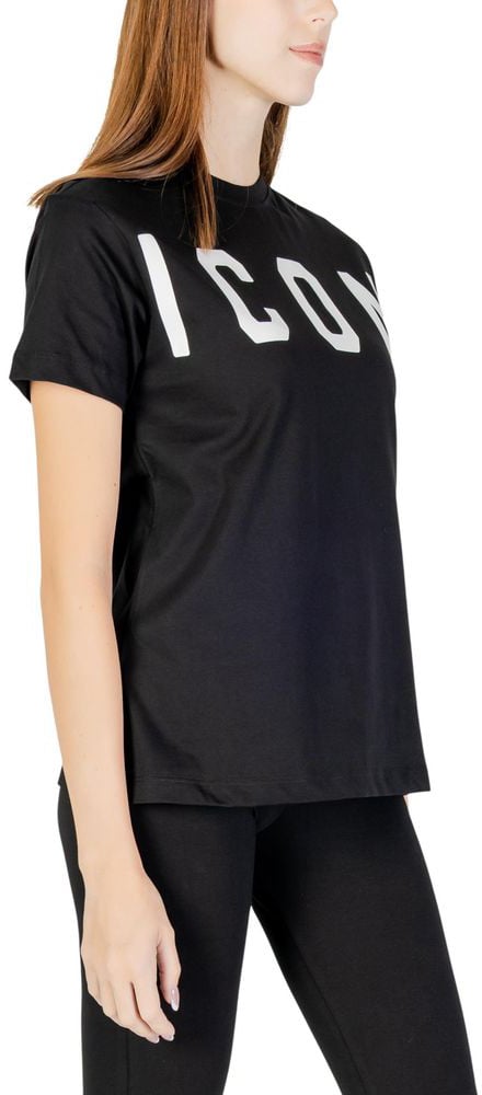 Icon Denim Icon Black Cotton T-Shirt Zwart