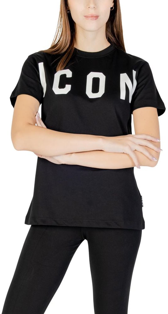 Icon Denim Icon Black Cotton T-Shirt Zwart