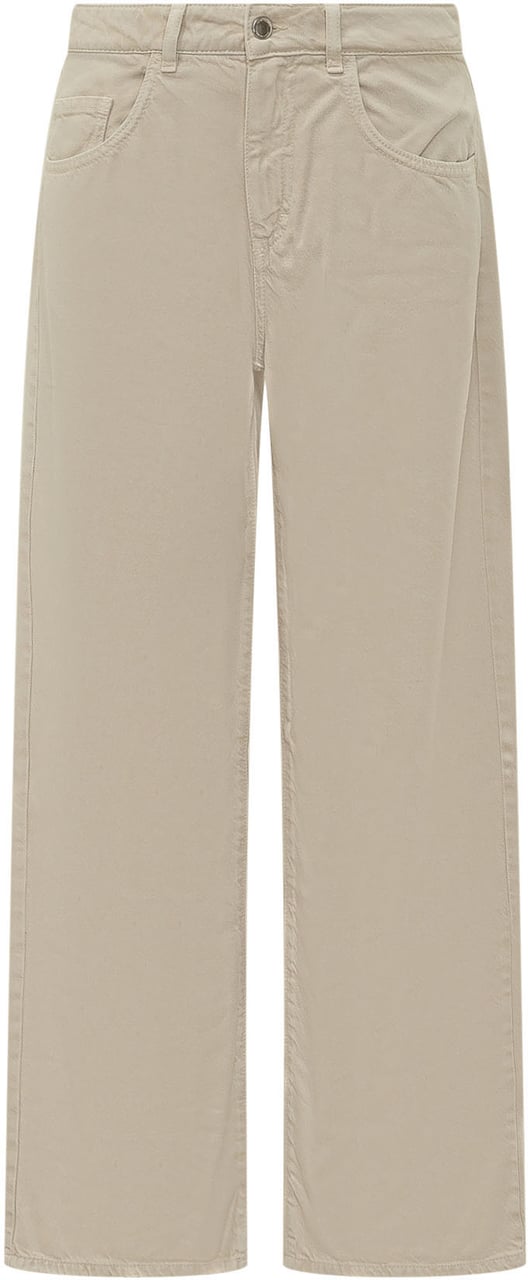 Icon Denim Jeans con Ricami Traforati e Fondo Sfrangiato Beige