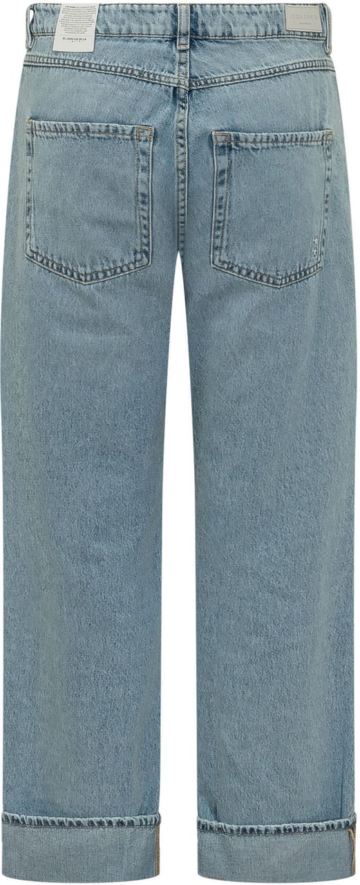 Icon Denim Jeans cropped risvolto Lichtblauw