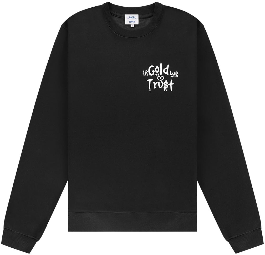 In Gold We Trust The Graffiti Sweater Black Zwart