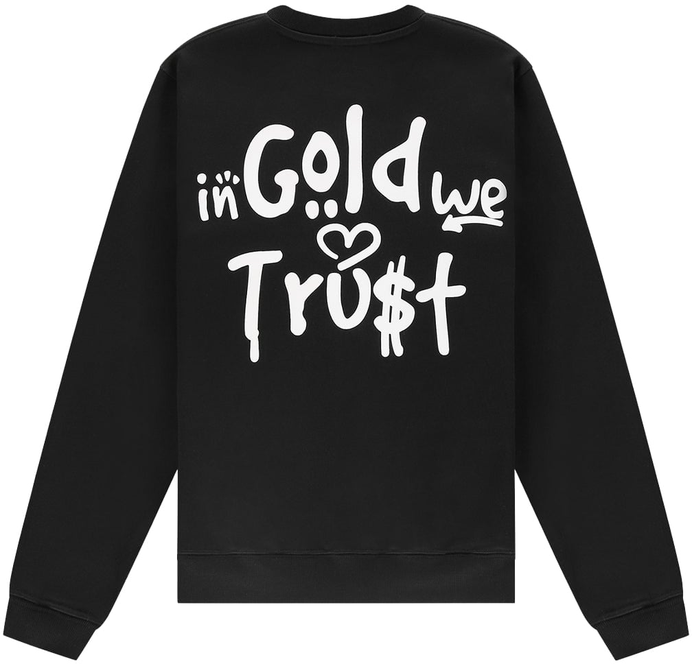 In Gold We Trust The Graffiti Sweater Black Zwart