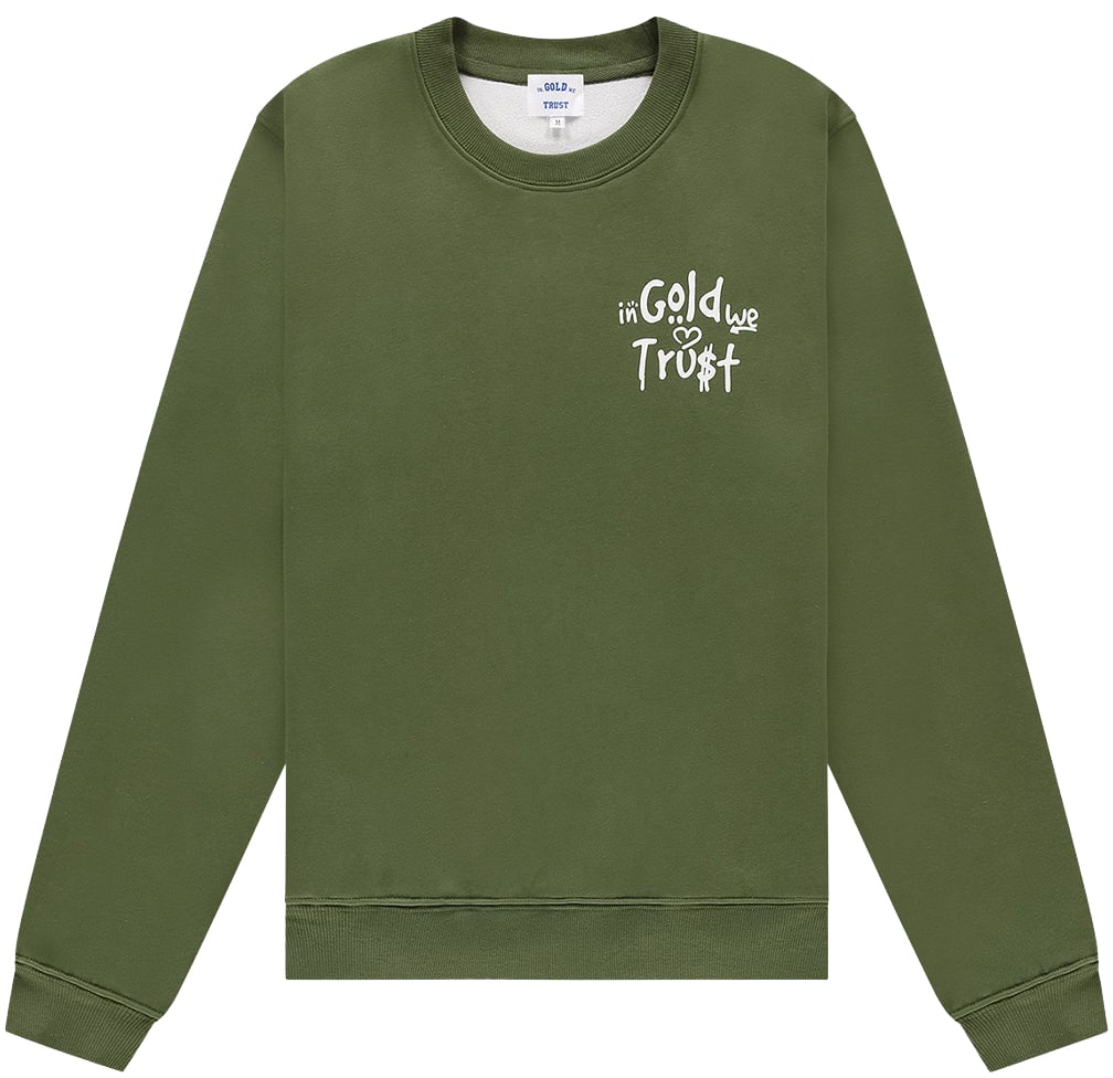 In Gold We Trust The Graffiti Sweater Green Groen