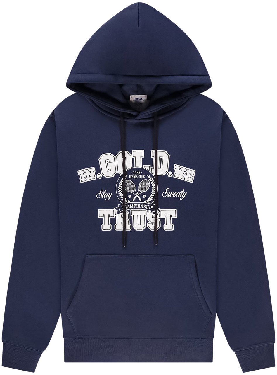 In Gold We Trust The Tennis Hoodie Blue Blauw