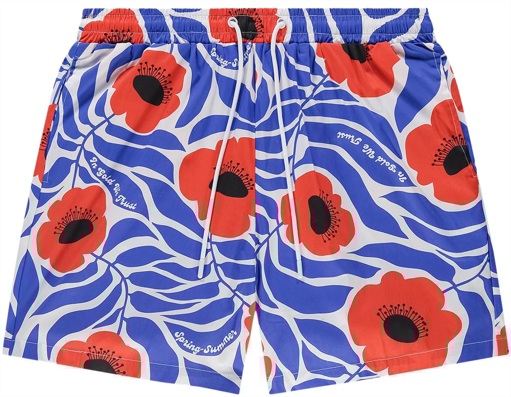 In Gold We Trust The Flower Swim Short Blauw
