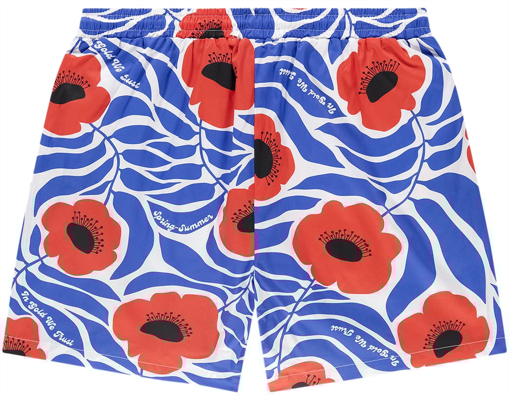 In Gold We Trust The Flower Swim Short Blauw