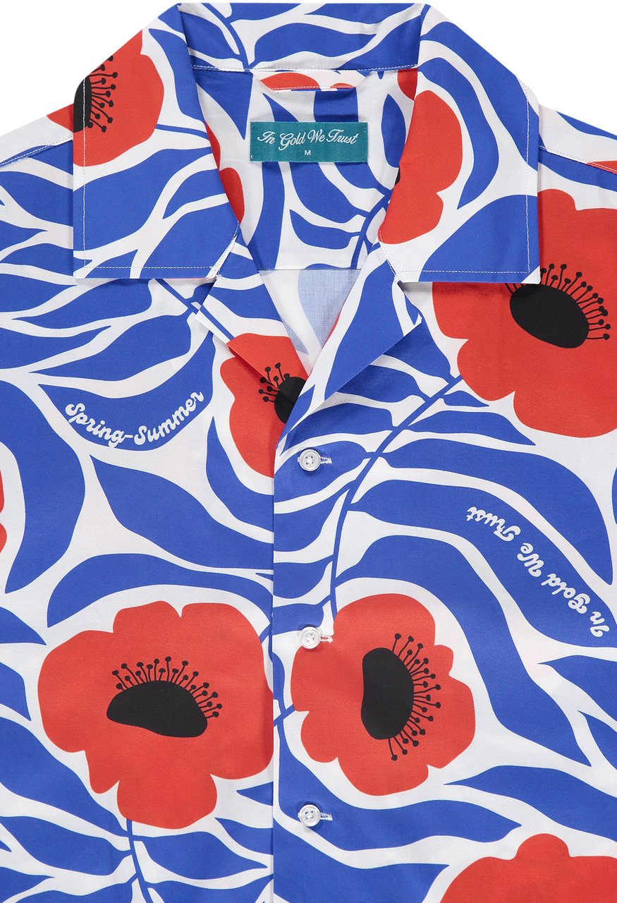 In Gold We Trust The Flower Shirt Blauw