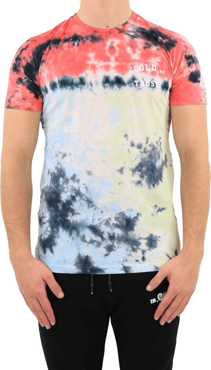 In Gold We Trust Heren Tie Dye T-Shirt Rood