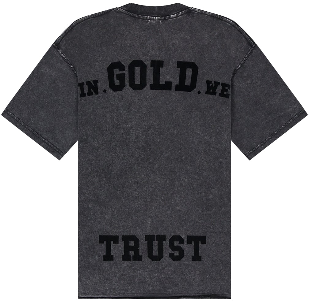 In Gold We Trust The Strict T-shirt Grey Zwart