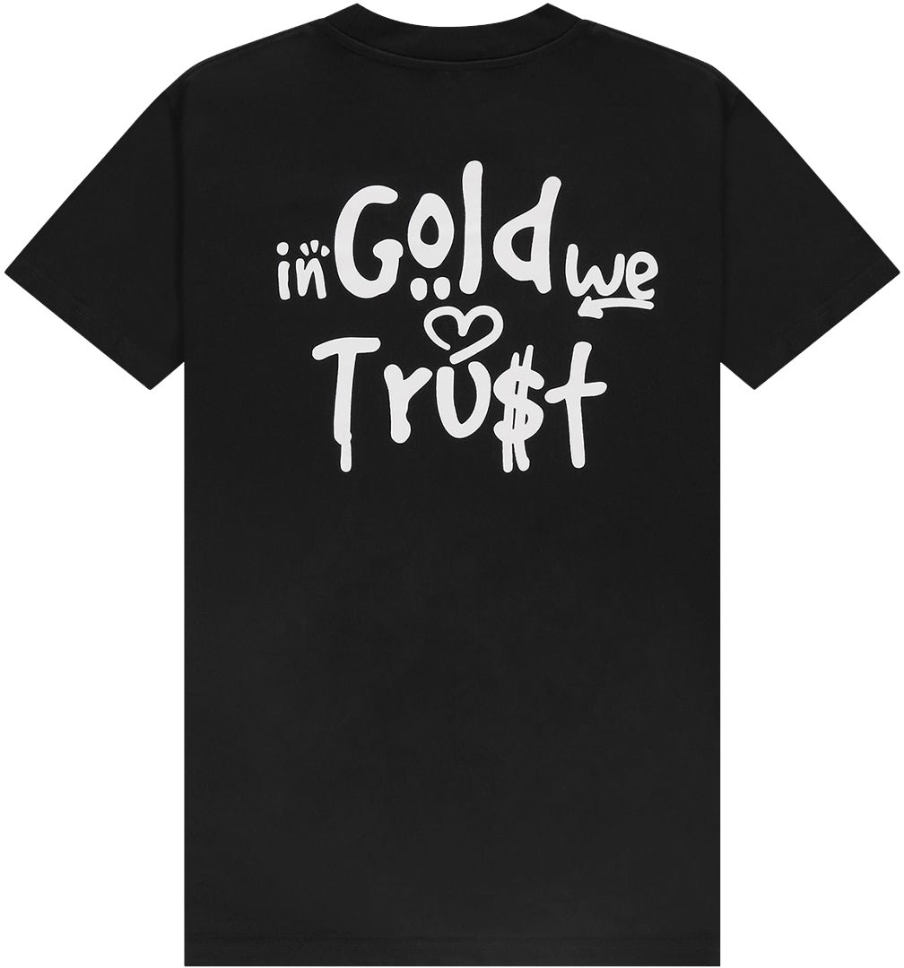 In Gold We Trust The Graffiti Tee Black Zwart