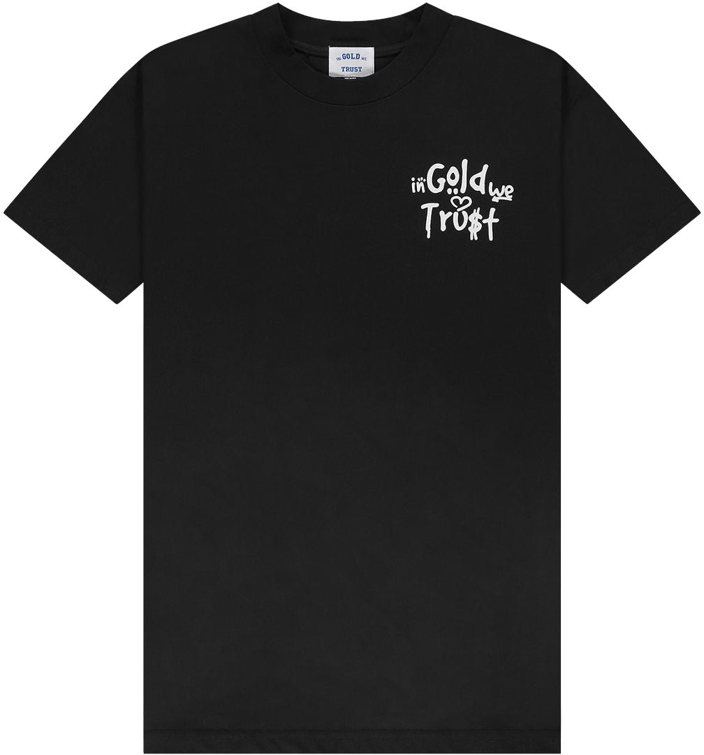 In Gold We Trust The Graffiti Tee Black Zwart