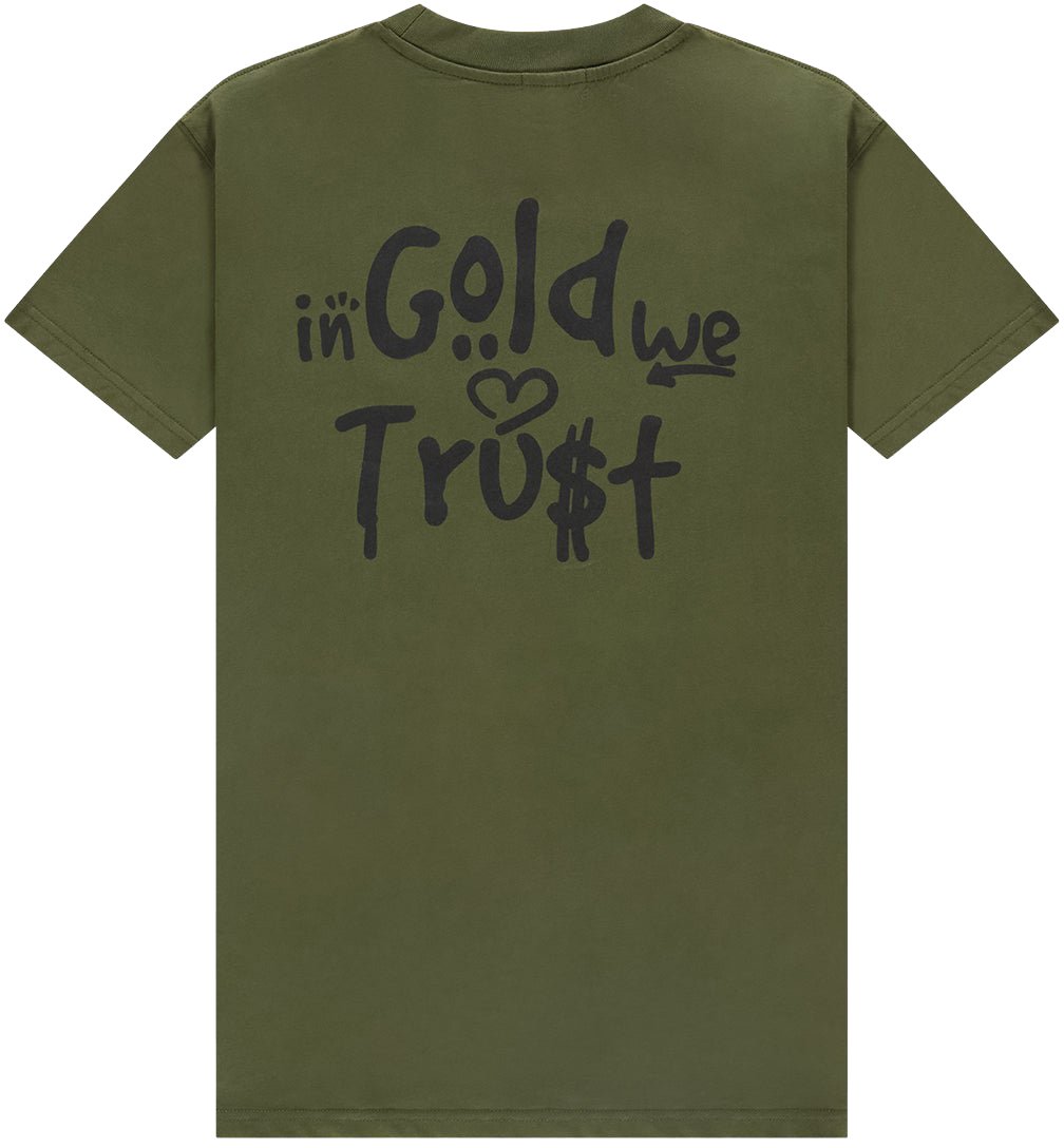In Gold We Trust The Graffiti Tee Green Groen