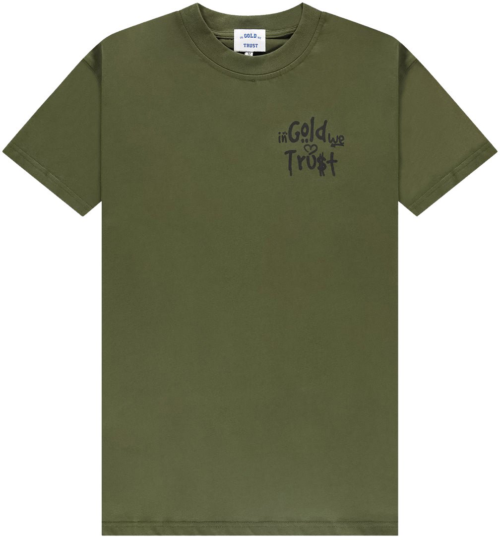 In Gold We Trust The Graffiti Tee Green Groen