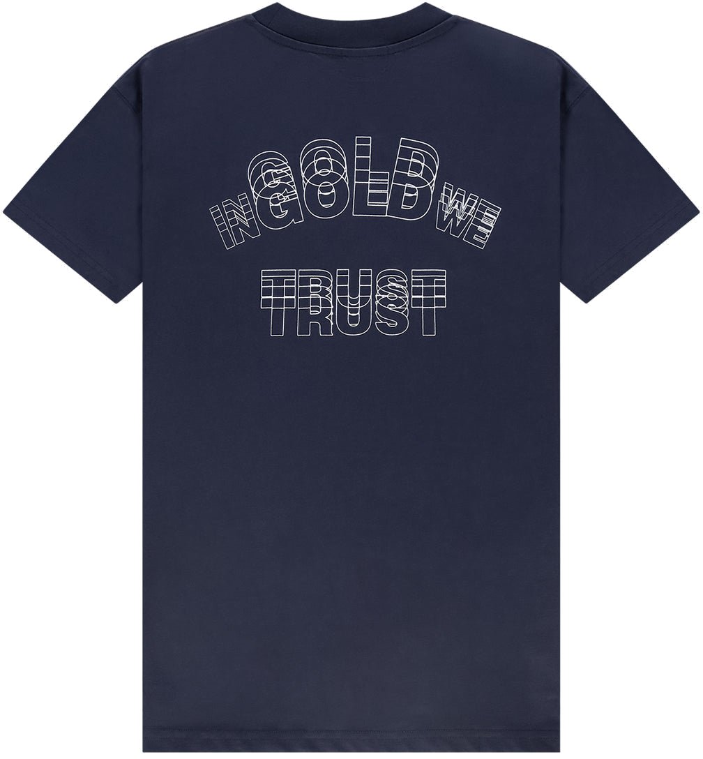 In Gold We Trust The Lines Tee Blue Blauw