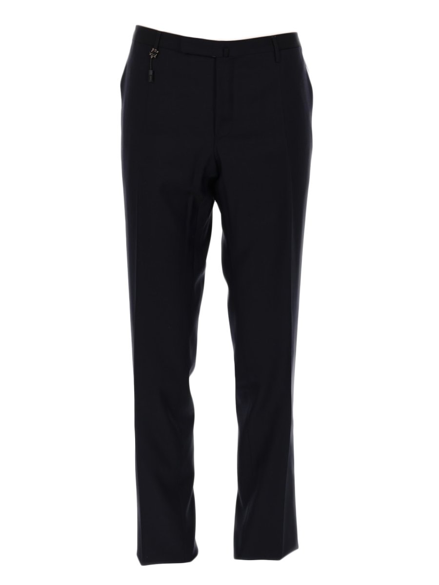 Incotex Tailored Wool Straight-Leg Formal Pants Zwart