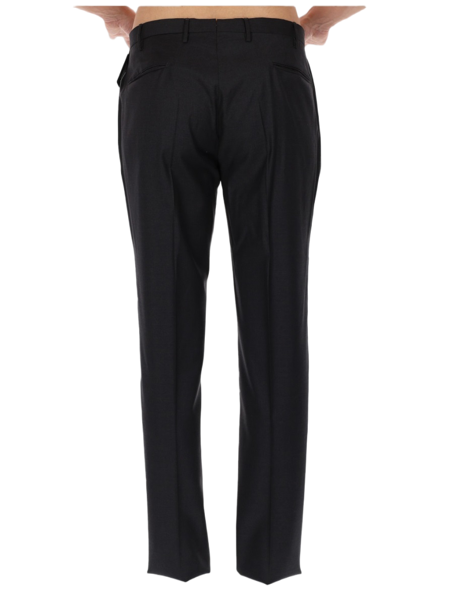 Incotex Tailored Wool Straight-Leg Formal Pants Zwart