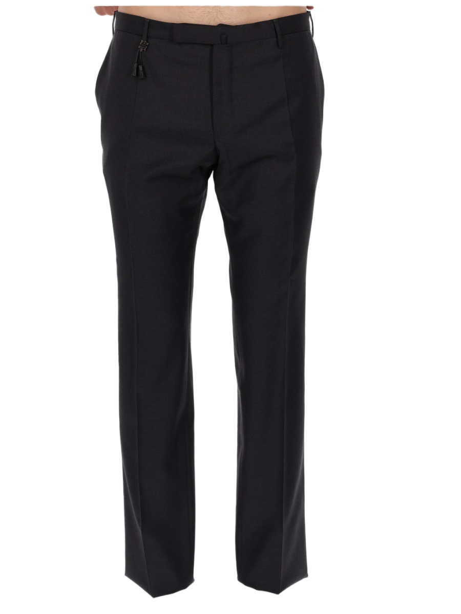 Incotex Tailored Wool Straight-Leg Formal Pants Zwart