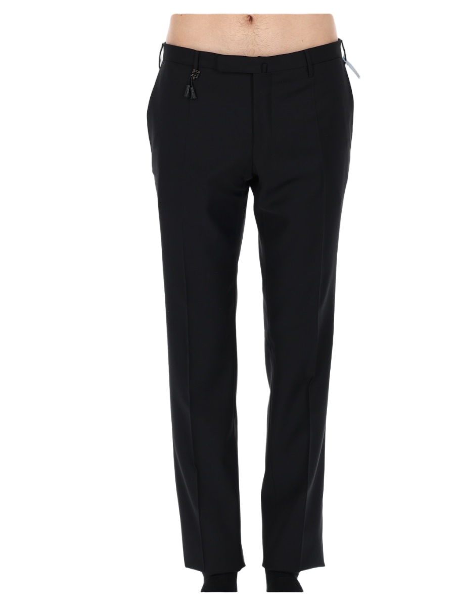 Incotex Tailored Wool Straight-Leg Formal Pants Zwart