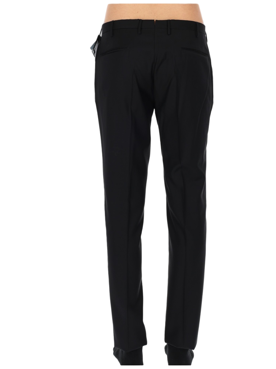 Incotex Tailored Wool Straight-Leg Formal Pants Zwart