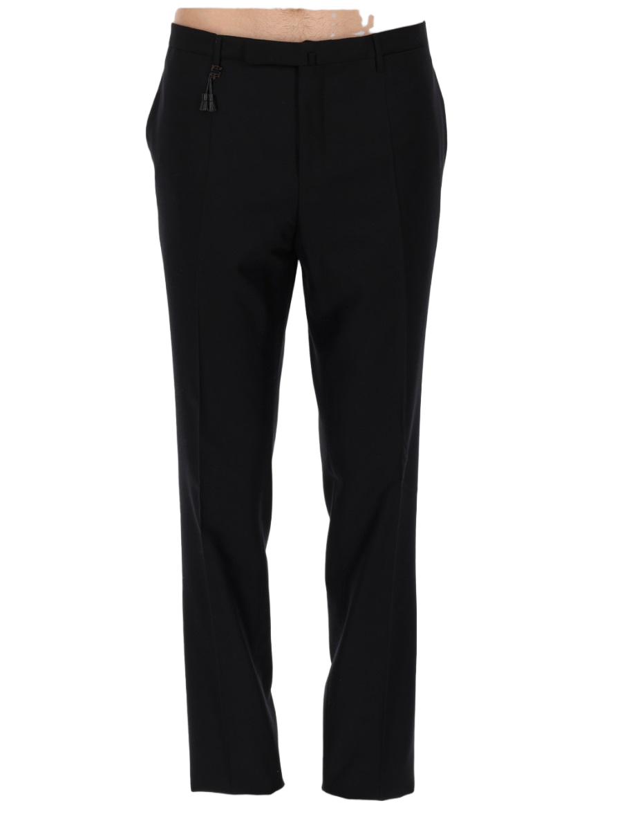 Incotex Tailored Black Wool Trousers With Classic Silhouette Zwart