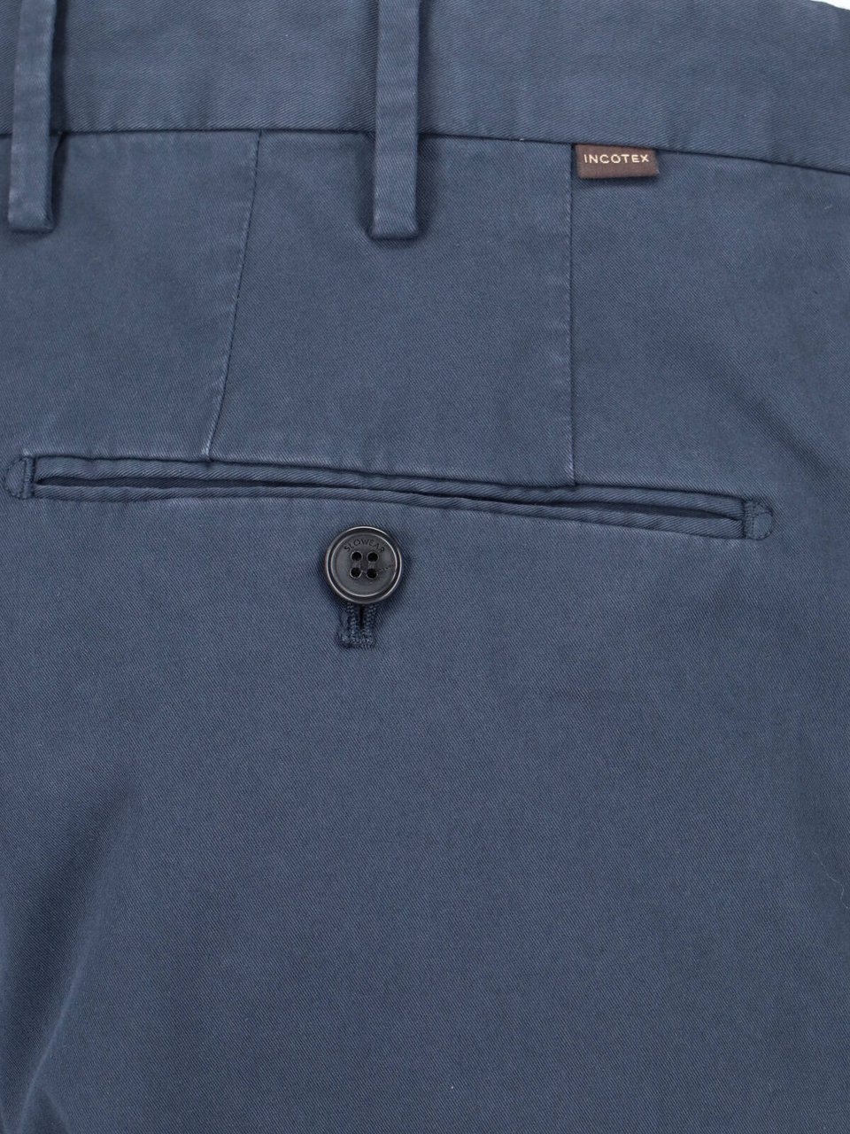 Incotex Blue Mid-Rise Straight-Leg Tailored Trousers Blauw