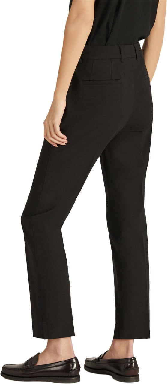 Incotex Black Tailored Straight-Leg Cotton Pants Zwart