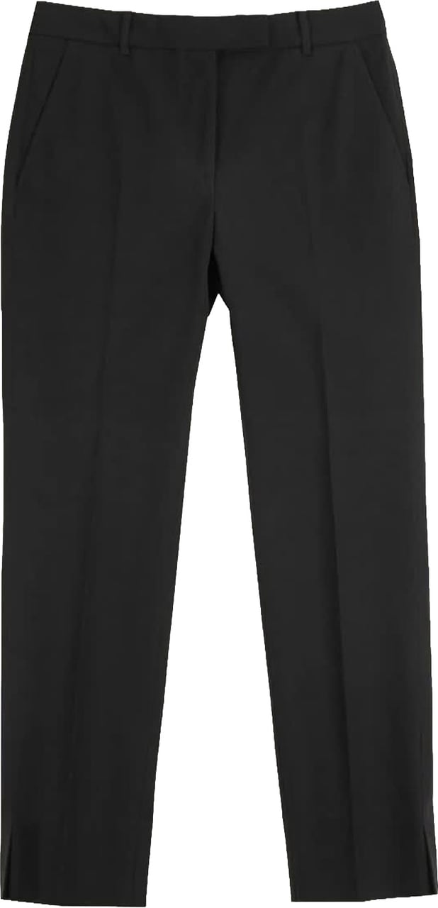 Incotex Black Tailored Straight-Leg Cotton Pants Zwart