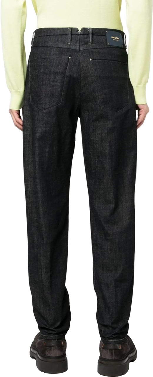 Incotex Dark Wash Incotex Cotton Denim Pants Zwart