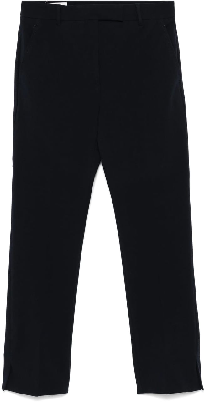 Incotex Black Cropped Cotton Blend Pants Zwart