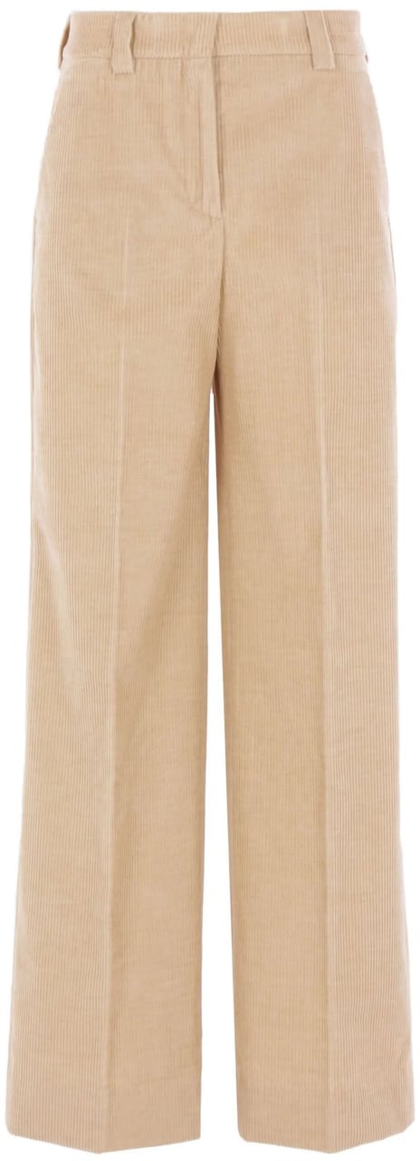 Incotex Beige Wide-Leg Textured Corduroy Pants Neutraal