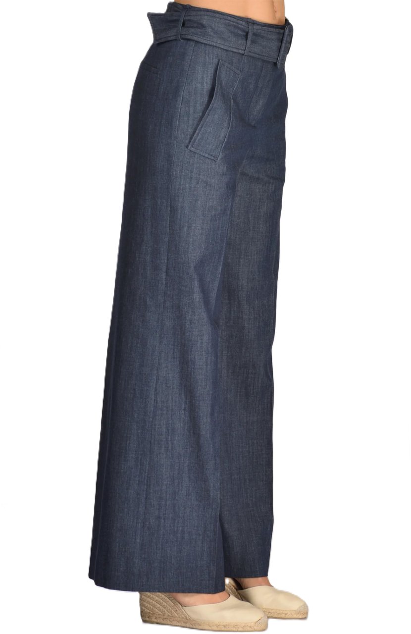 Incotex Dark Blue Wide-Leg High-Waist Trousers Grijs