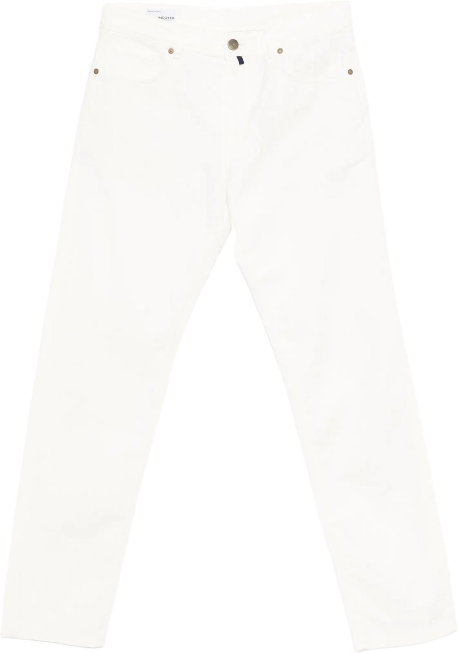 Incotex White Straight-Leg Casual Cotton Pants Wit