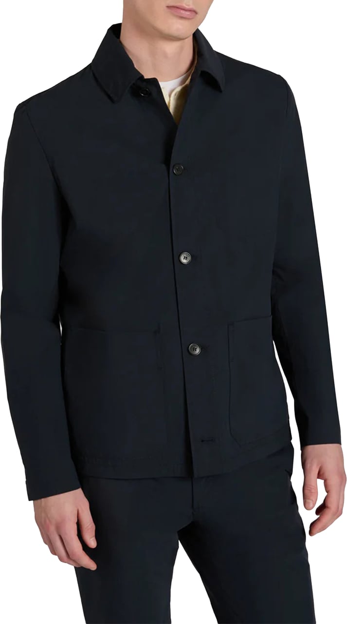 Incotex Black Button-Up Minimalist Cotton Jacket Zwart
