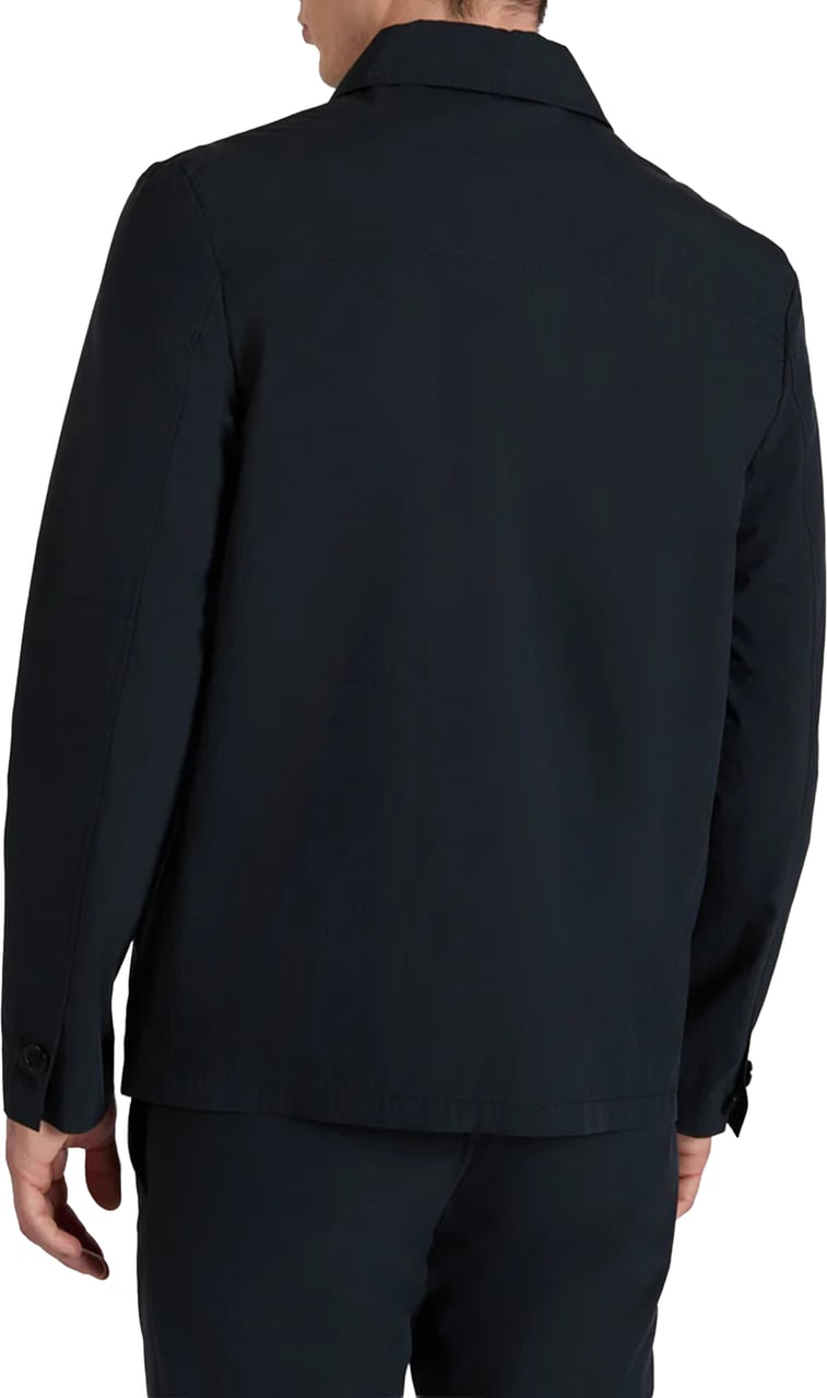 Incotex Black Button-Up Minimalist Cotton Jacket Zwart