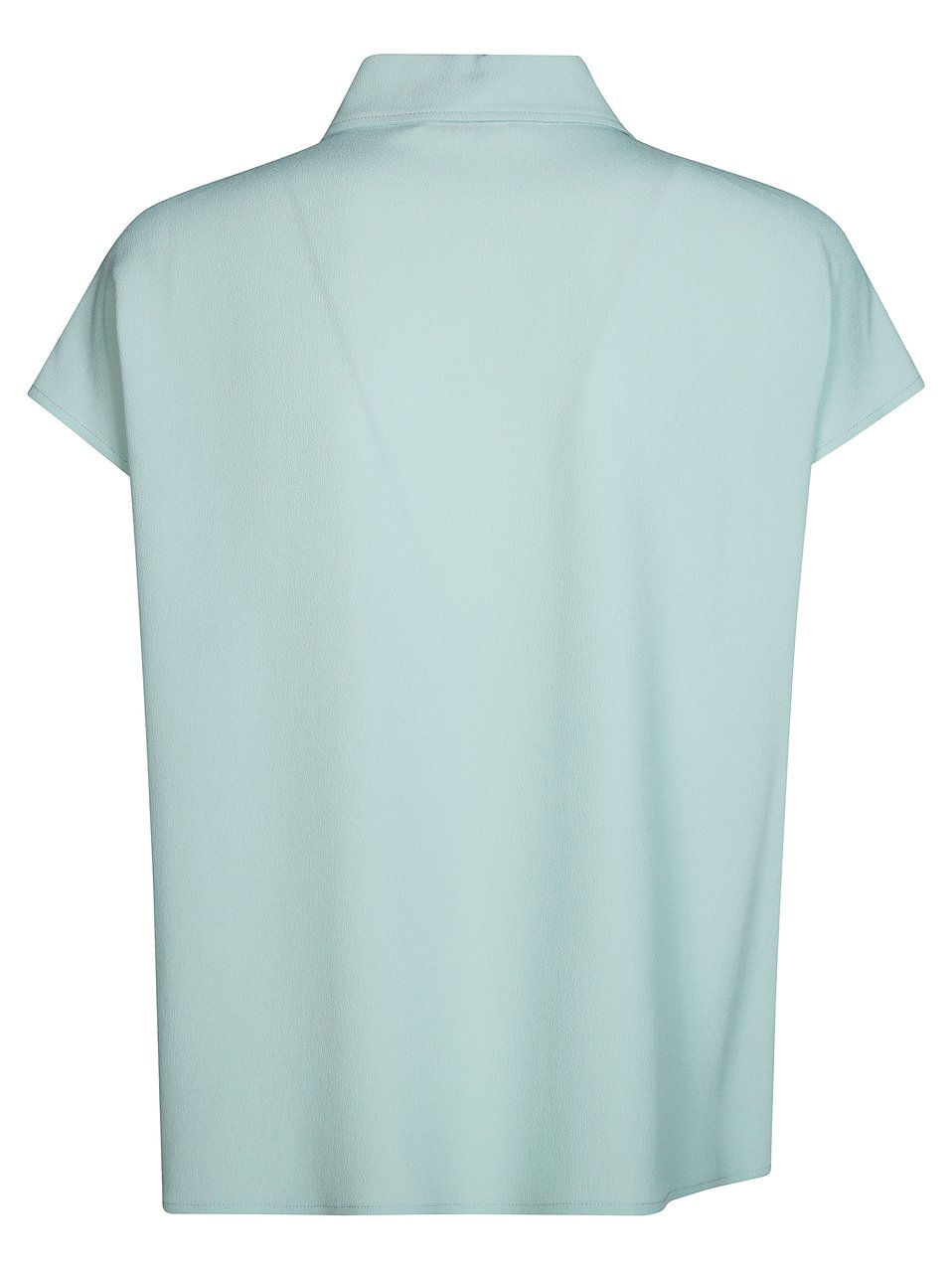 Incotex Lightweight Crepe Boxy Keyhole Short-Sleeved Top Blauw