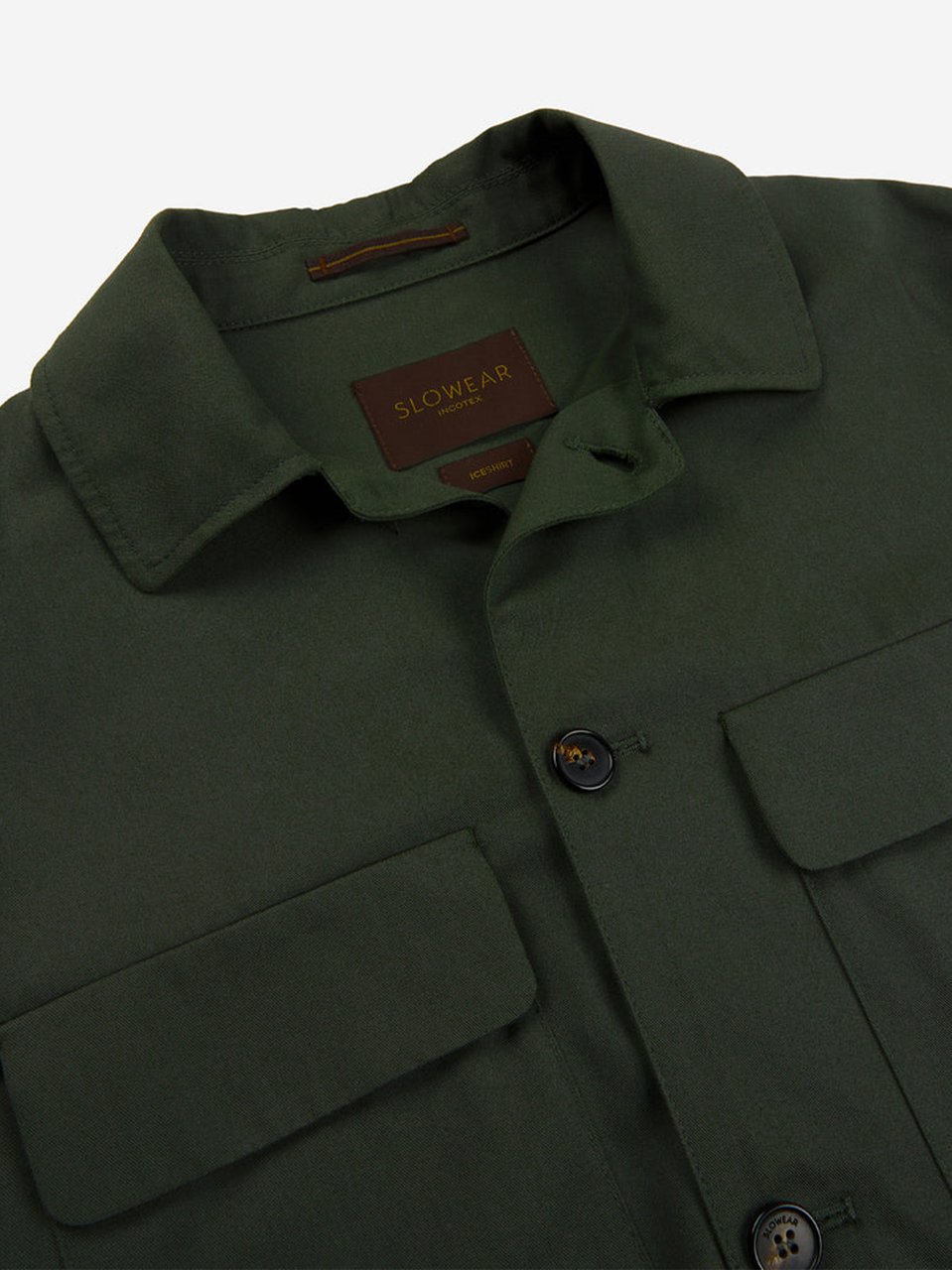 Incotex Dark Green Classic Collar Cotton Jacket Zwart