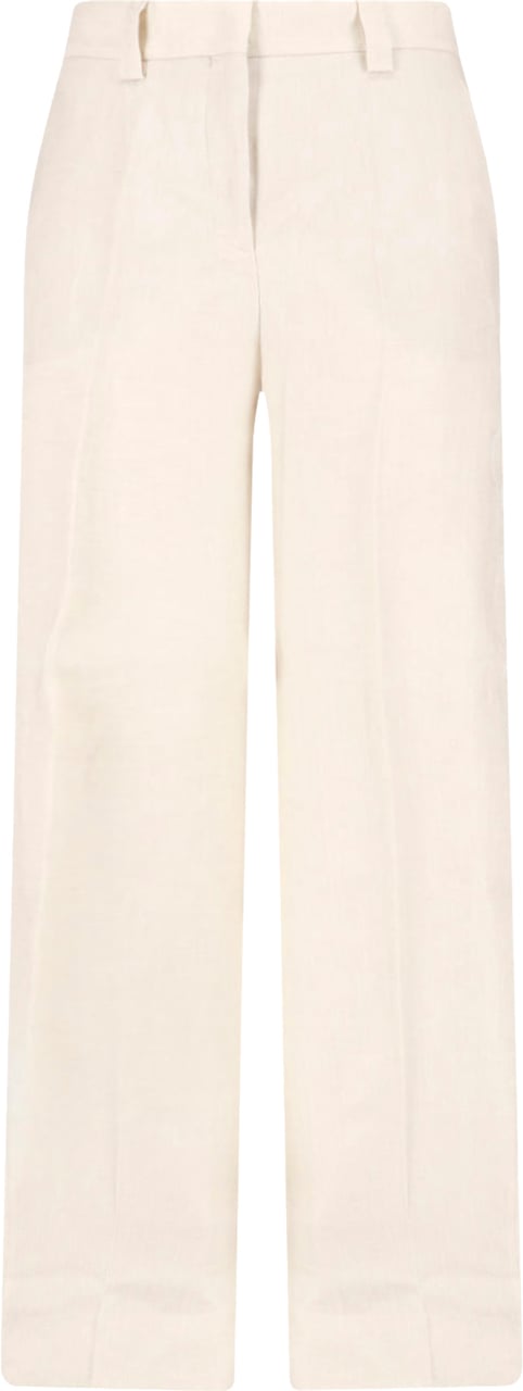 Incotex Cream Linen Straight-Leg Tailored Trousers Neutraal