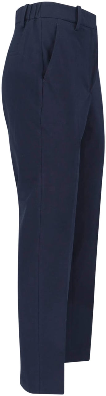 Incotex Navy Cotton Pants With Mid-Rise Waist Blauw