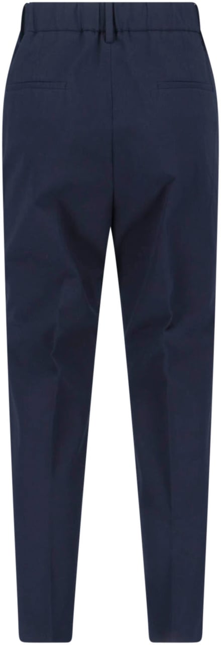Incotex Navy Cotton Pants With Mid-Rise Waist Blauw