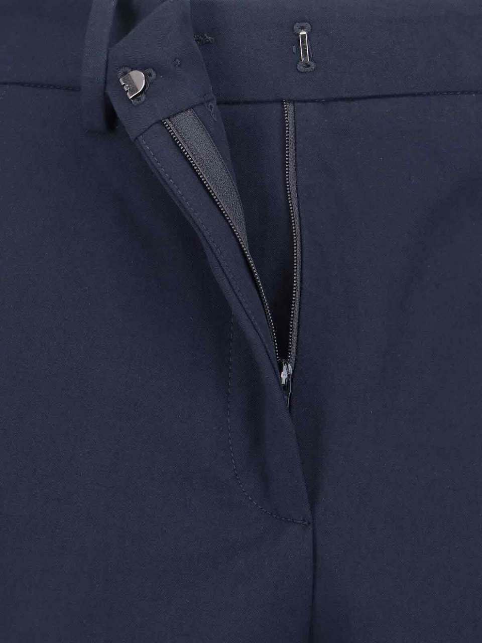 Incotex Navy Cotton Pants With Mid-Rise Waist Blauw