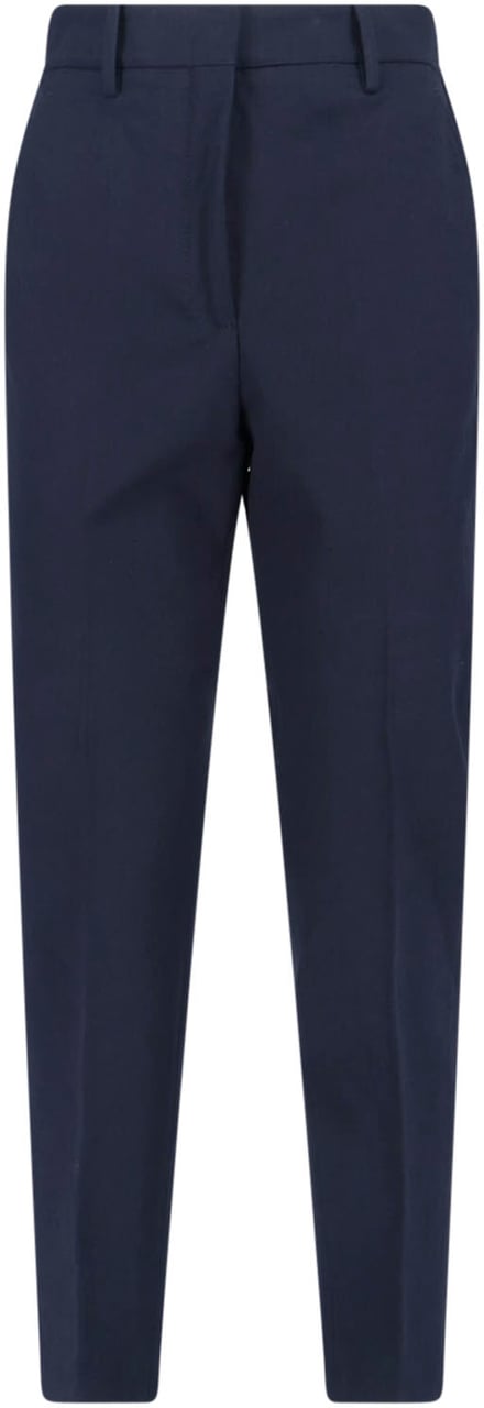 Incotex Navy Cotton Pants With Mid-Rise Waist Blauw