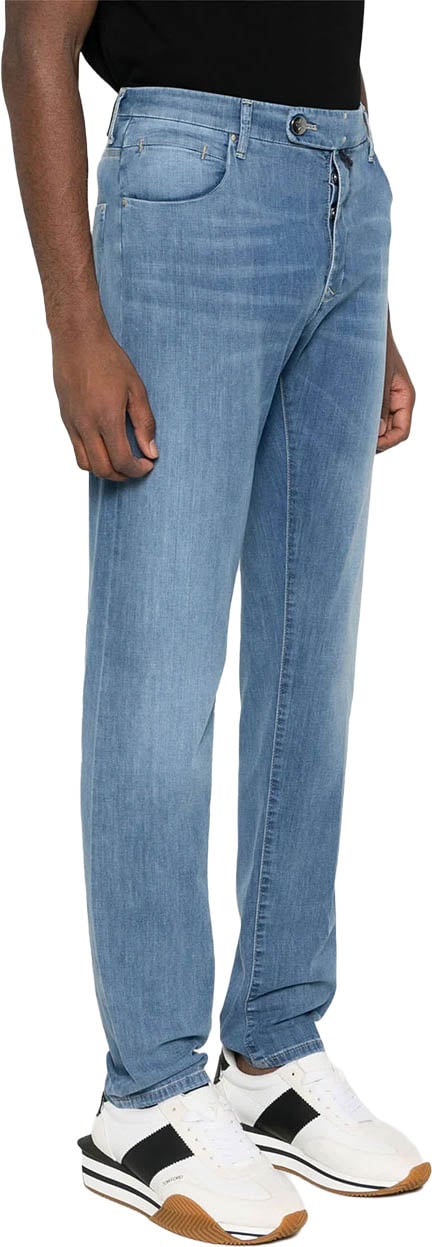 Incotex Blue Pantalone Straight-Leg Denim Stretch Pants Blauw