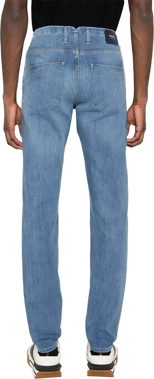 Incotex Blue Pantalone Straight-Leg Denim Stretch Pants Blauw