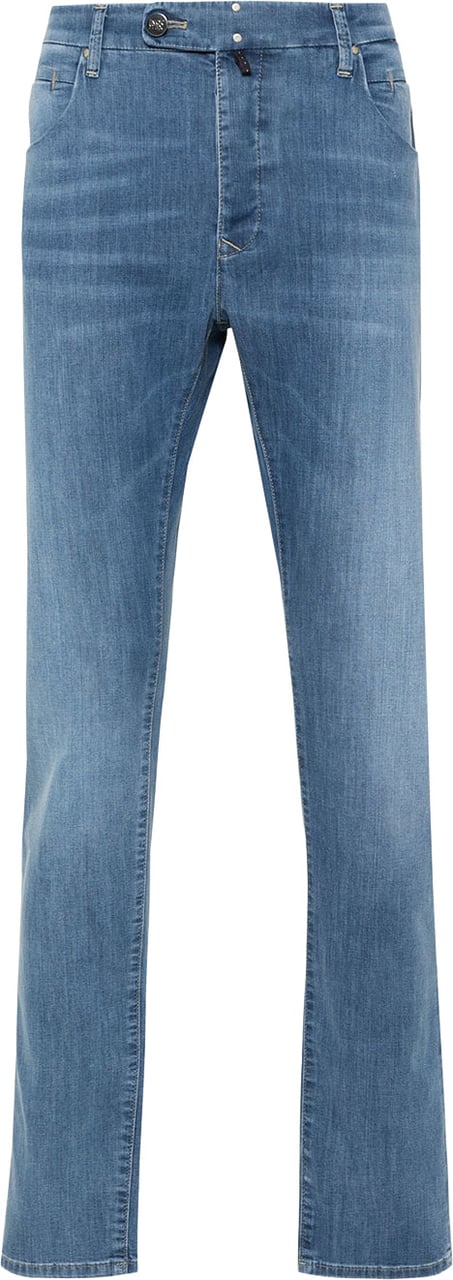 Incotex Blue Pantalone Straight-Leg Denim Stretch Pants Blauw