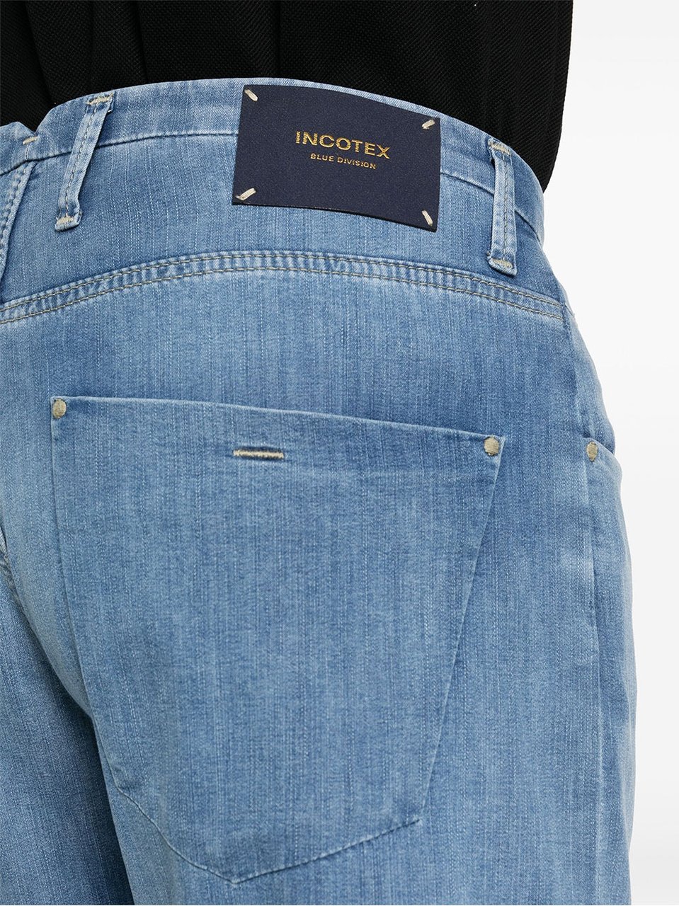Incotex Blue Pantalone Straight-Leg Denim Stretch Pants Blauw