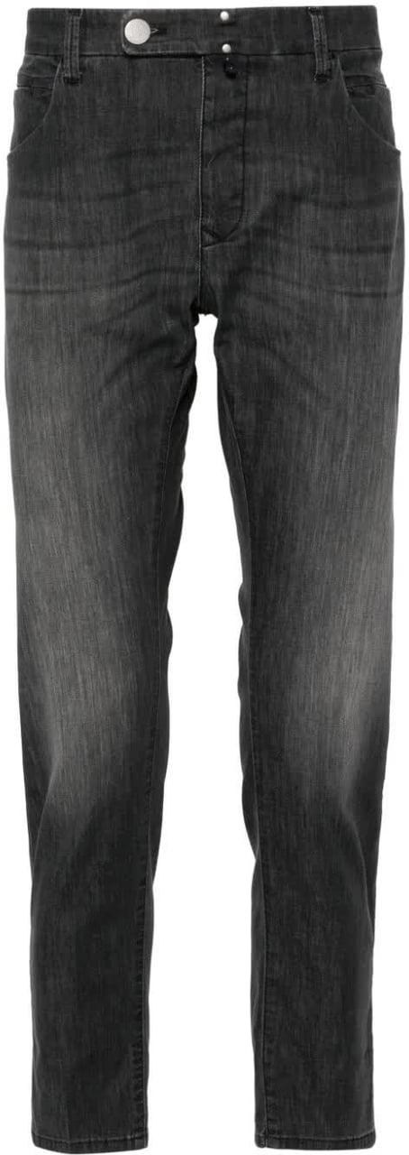 Incotex Black Pantalone Slim-Fit Washed Denim Pants Zwart