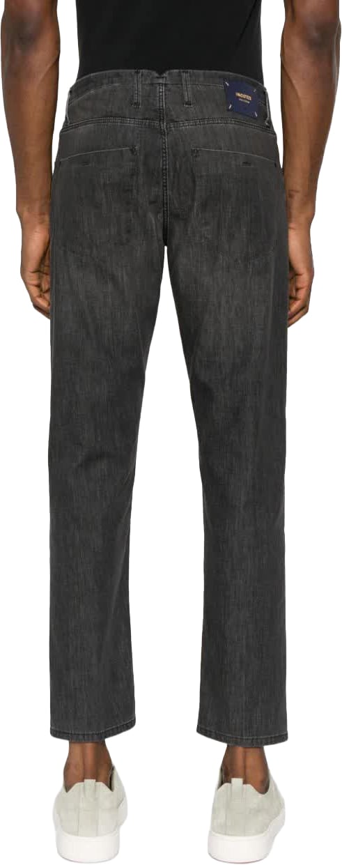 Incotex Black Pantalone Slim-Fit Washed Denim Pants Zwart