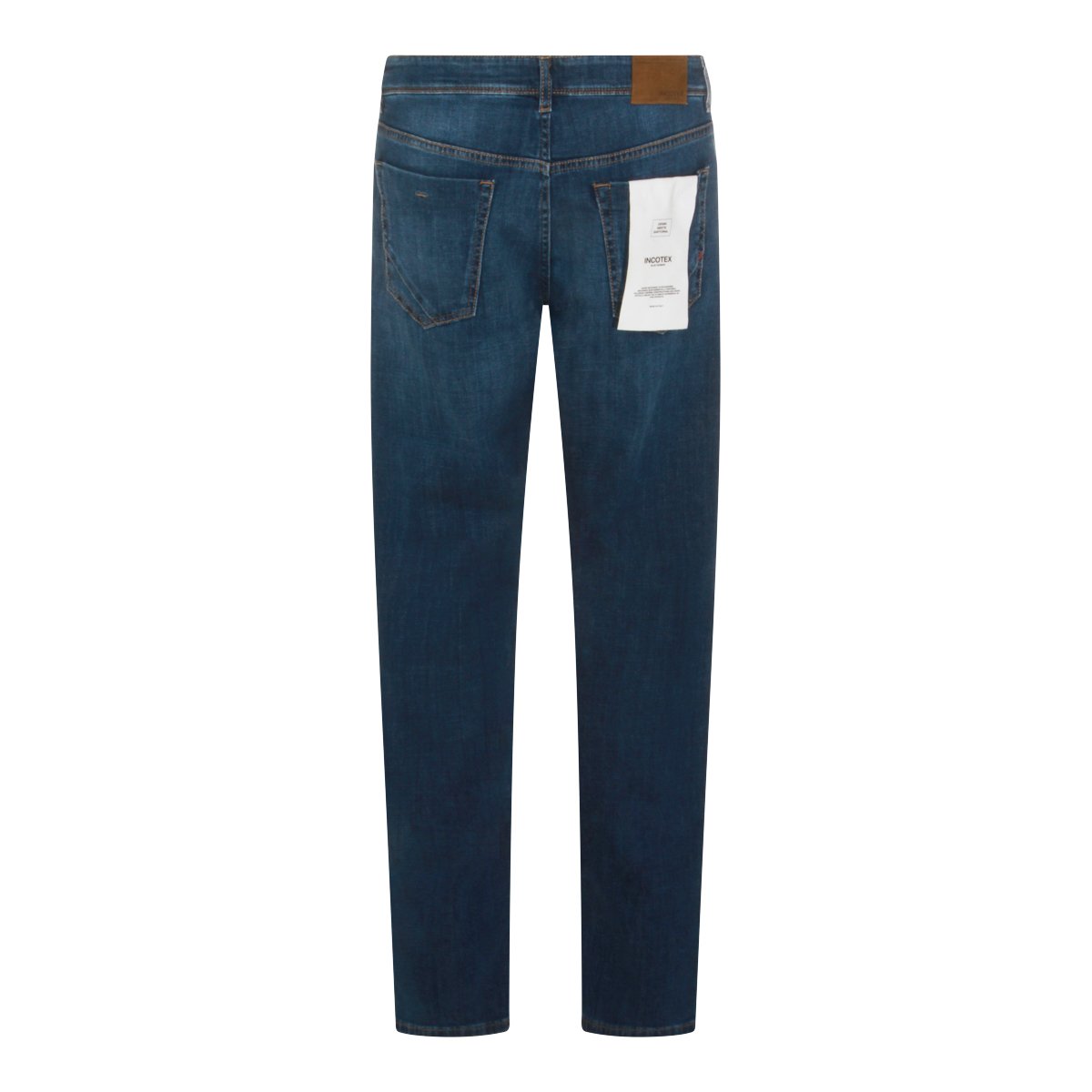 Incotex Medium Blue Straight-Leg Jeans with Classic Five-Pocket Design Blauw
